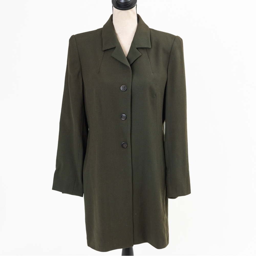 Vintage 90s longer length blazer jacket CW Clifford & Willis olive 8